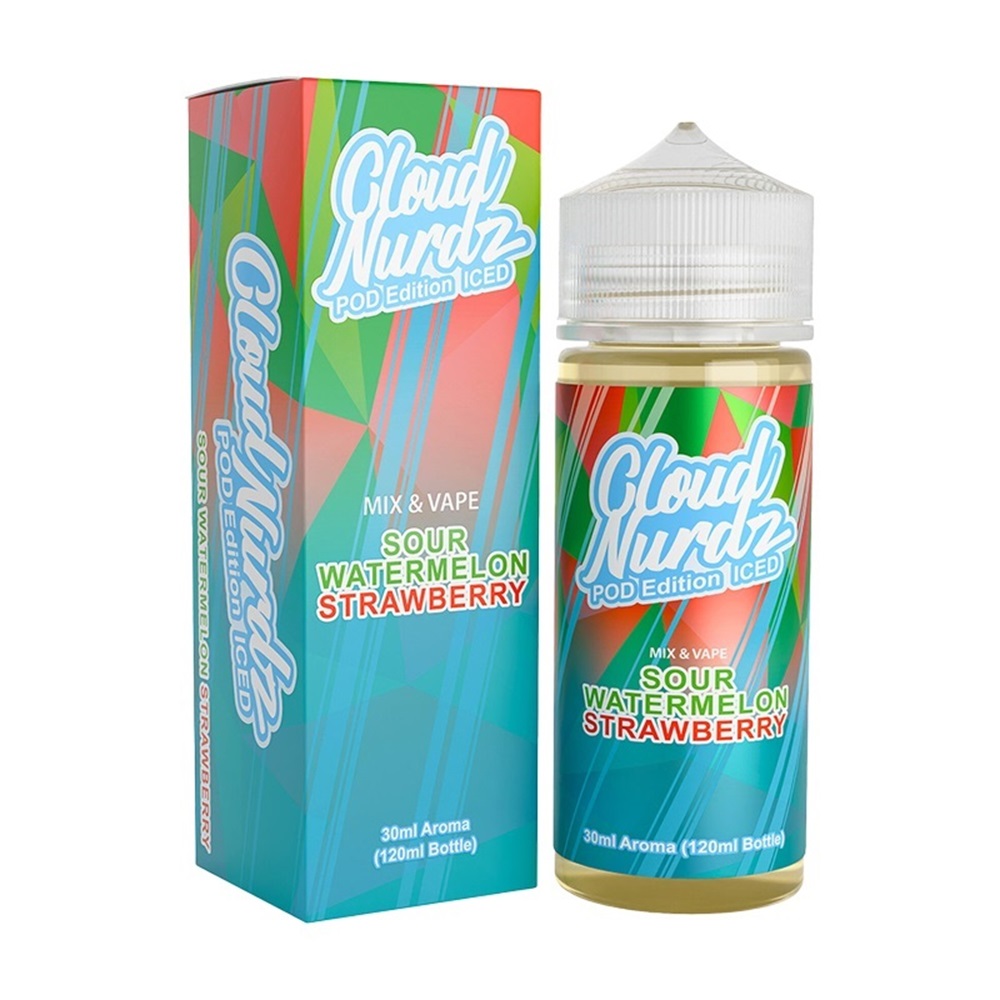 Cloud Nurdz Sour Watermelon Strawberry Pod Edition Iced 30ml/120ml (Καρπούζι, Φράουλα & Πάγος)