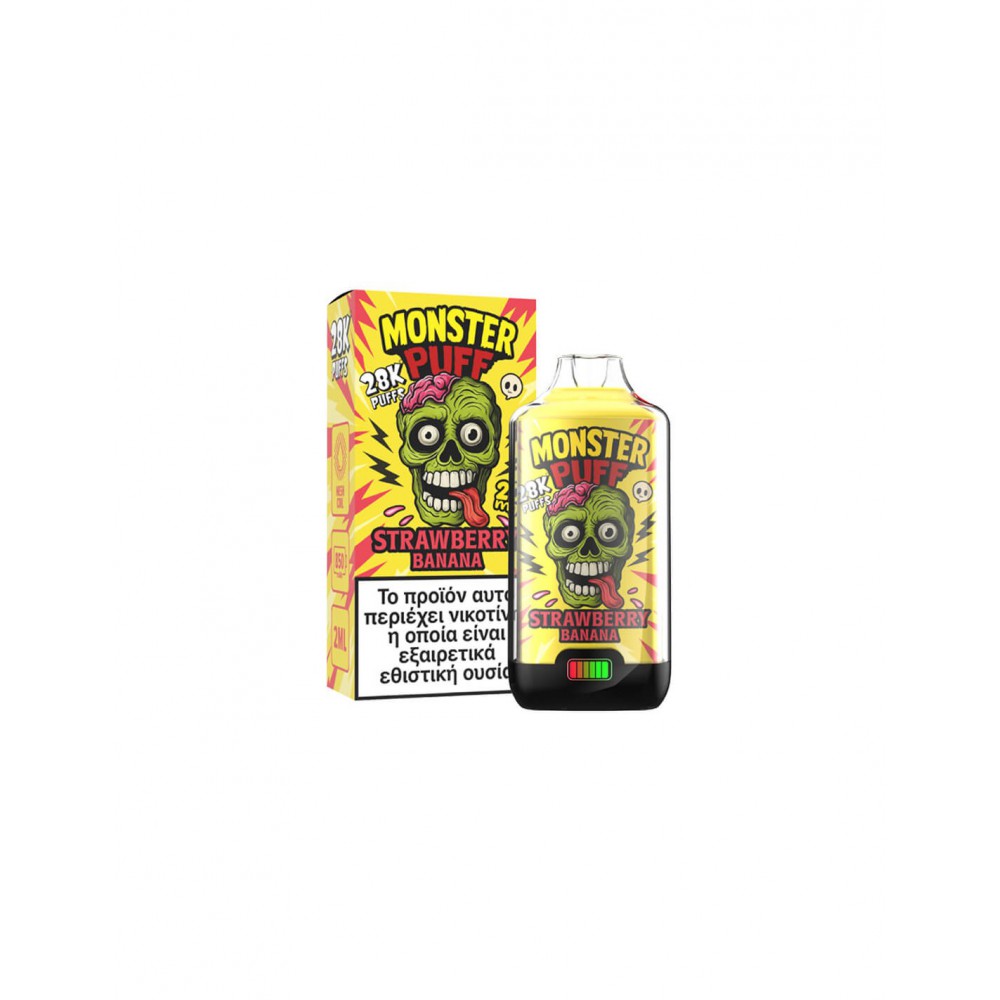 Monster Puff 28K Kit Strawberry Banana Συσκευή 2ml & 2x10ml 20mg