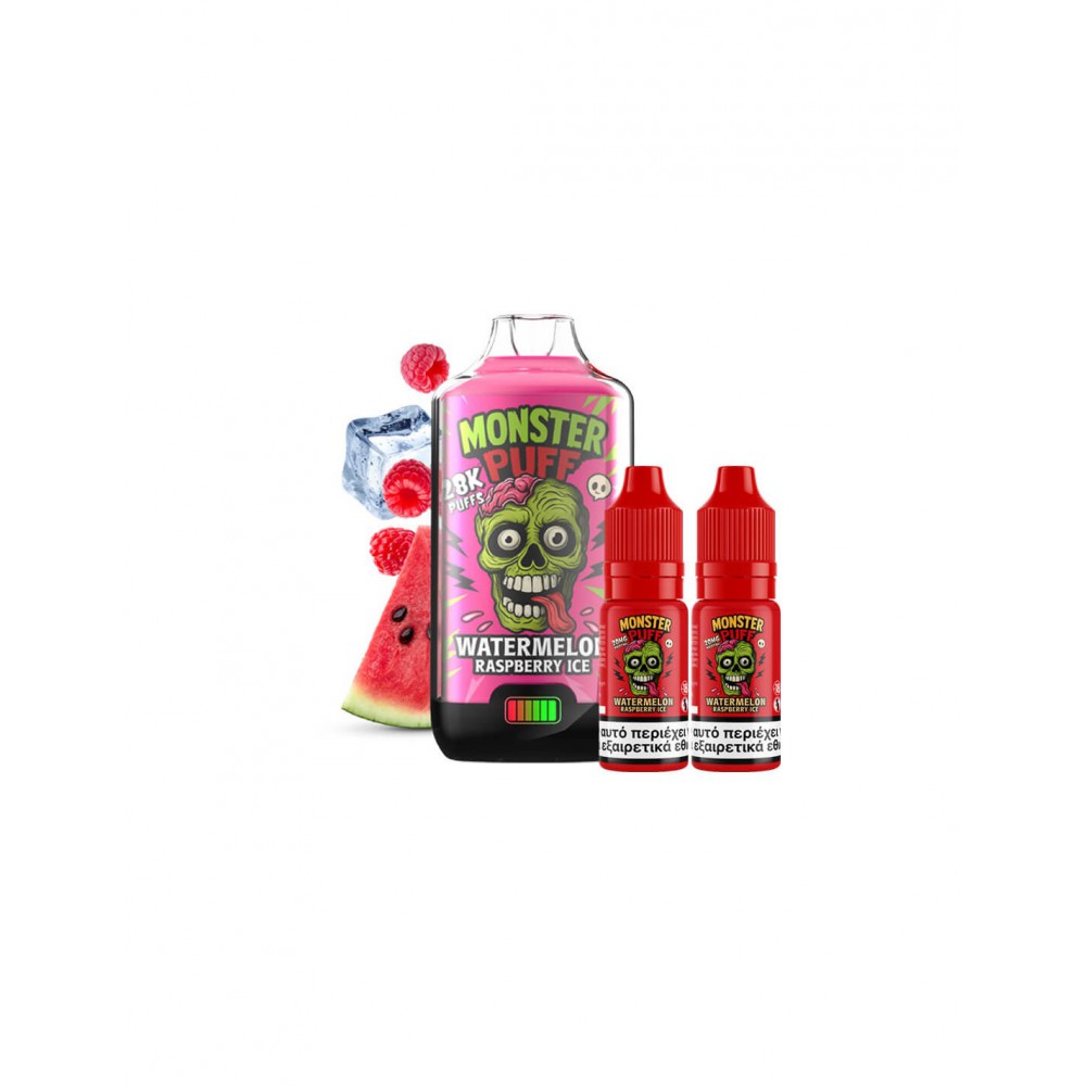 Monster Puff 28K Kit Watermelon Raspberry Ice Συσκευή 2ml & 2x10ml 20mg